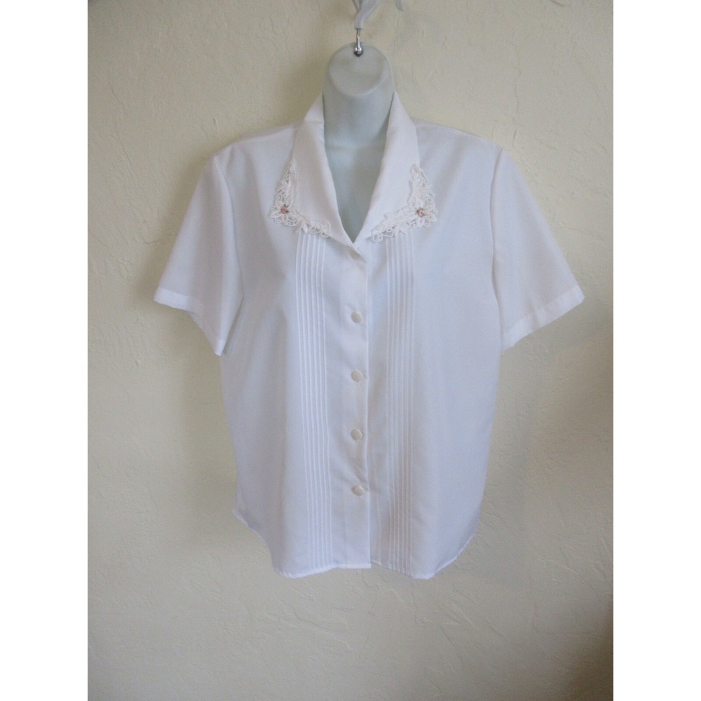 VTG Orare Blouse Size 16 Lace Trimmed Collar Top